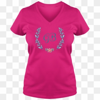 Unique Tee Personalized Wreath Custom Name Initial - T-shirt, HD Png Download