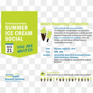 2014 Vchri Icecream Social Invitation - Amy Jarvis, HD Png Download