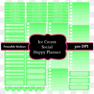 Functional Happy Planner Ice Cream Social Green - Pattern, HD Png Download