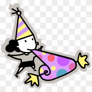Vector Illustration Of Birthday Girl In Party Hat Blows, HD Png Download