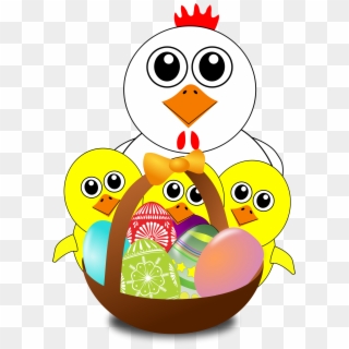 Funny Chicken And Chicks Cartoon Easter - Easter Chicken Cartoon, HD Png Download