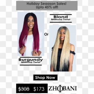 Do You Like It In Blond Or Burgundy Braids Wig, Twist - Lace Wig, HD Png Download