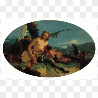 Female Satyr With Tambourine Child Putto - Child Satyr, HD Png Download