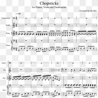 Chopsticks For Pianos, Violin And Tambourine - Sheet Music, HD Png Download