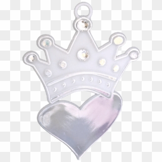 3″ Crown Heart Charm With Rhinestones White/ Metallic - Tiara, HD Png Download