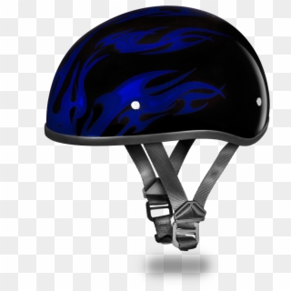 D - O - T - Daytona Skull Cap- W/ Flames Blue - Motorcycle Helmet For Kids, HD Png Download