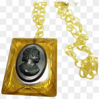 Bakelite Cameo In Celluloid Frame On A Chain - Chain, HD Png Download