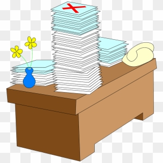 Stack Of Clipart Cartoon - Desk With Papers Clip Art, HD Png Download