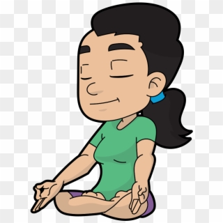 Happy Cartoon Woman In Meditation - Cartoon, HD Png Download