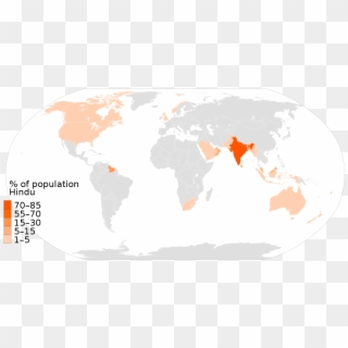 Hinduism Percent Population In Each Nation World Map - Ancient Rome On A World Map, HD Png Download