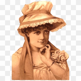 Woman Portrait Bonnet Antique Fashion Illustration - Vintage Clothing, HD Png Download