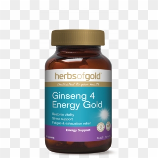 Herbs Of Gold Ginseng 4 Energy Gold 30 Tablets - Medicine, HD Png Download