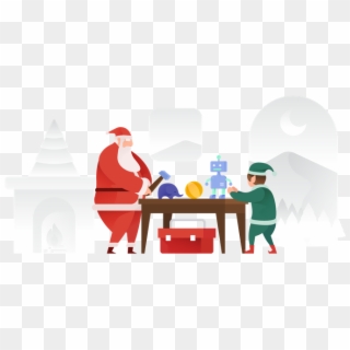 Santa Claus And His Elf Making Toys, HD Png Download