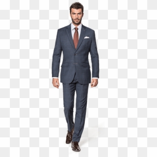 Blue Checked Merino Wool Suit - First Suit Blue Suit, HD Png Download