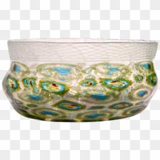 Afro Celotto Art Deco Design Glass Bowl With Peacock - Pottery, HD Png Download