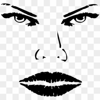 Face Female Woman Make Up Outlines Aggressive - Eyes Nose And Mouth Transparent, HD Png Download