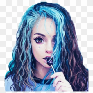 #tumblrgirl #tumblr #girl #art #blue #hair #bluehair - Drawn Girl With Blue Hair, HD Png Download