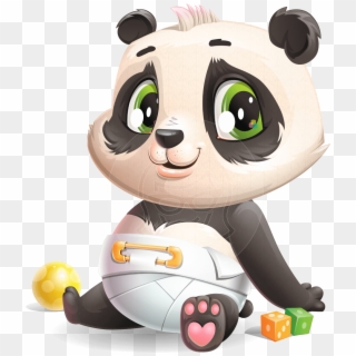 Baby Panda Vector Cartoon Character - Baby Panda Cartoon Character, HD Png Download