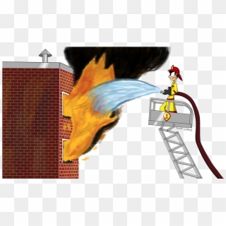 Fireman Joe Ladder By Luckytoon-man - Fireman On A Ladder, HD Png Download