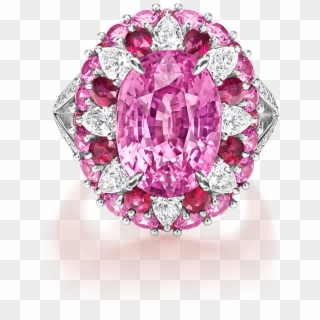 Pink Sapphire Ring With Rubies And Diamonds - Harry Winston Candy Ring, HD Png Download