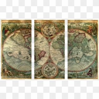 Details About Old World Atlas Latin Maps Flags Canvas - High Resolution Old Map, HD Png Download