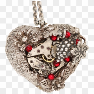 Fine Silver Necklace Heart Necklace Steampunk Heart - Locket, HD Png Download