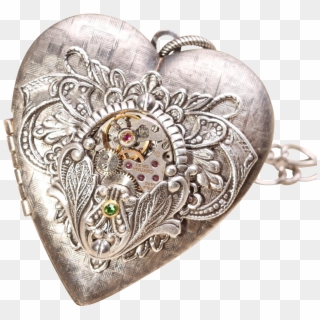 Steampunk Heart Necklace Steampunk Heart Locket Necklace - Locket, HD Png Download