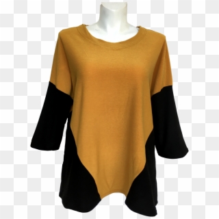 Mod Color Block Sweater Gold/black - Blouse, HD Png Download