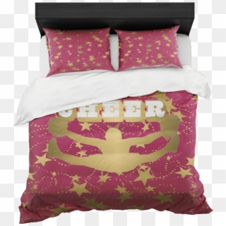 Cheer Silhouette With Stars In Gold And Berry Duvet - Duvet, HD Png Download