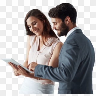Two People Looking At A Compliance Software On A Tablet - Girl, HD Png Download