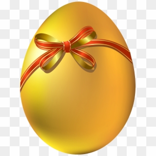 Gold Easter Egg With Red Bow Png Clipart - Png Images Easter Eggs, Transparent Png