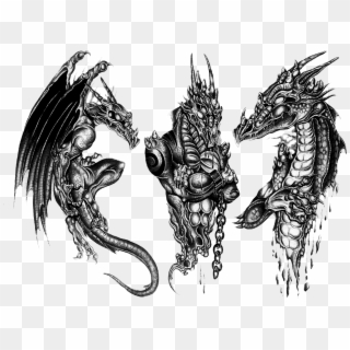 Dragon Tattoo Ink Sleeve Artist Png Download Free - Black And White Dragon Tattoo Designs, Transparent Png