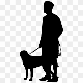 Man With Dog Silhouette Png Transparent Clip Art Image - Man With Dog Silhouette Png, Png Download