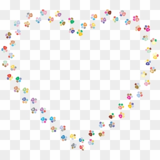 Paw Printing Dog Cat Heart - Colorful Paw Print Heart, HD Png Download