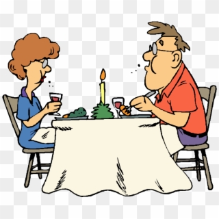 People Sitting Cliparts - Cartoon Old Couple In A Restaurant, HD Png Download