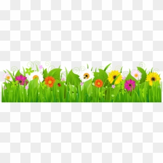 Grass And Flowers Clipart - Grass With Flower Border, HD Png Download