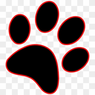 Paw Print Clip Art At Clker - Red And Black Paw Print, HD Png Download