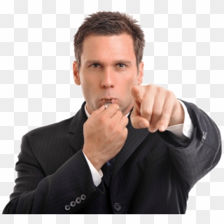 Blowing Whistle Businessman - Someone Blowing A Whistle, HD Png Download