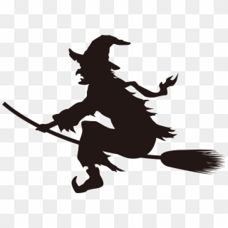 Halloween Witch On Broom Silhouette Png Clip Art Image - Witch On Broom Png, Transparent Png