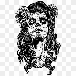Outlaw Tattoo Design - Drawing Day Of The Dead La Catrina, HD Png Download