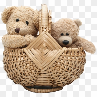Two Teddy Bear In Basket Png Image - Teddy Bear, Transparent Png