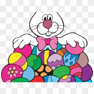 Easter Basket Bunny Clipart Png - Clipart Easter Bunny With Eggs, Transparent Png