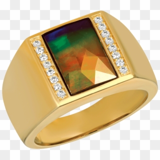 Collections - Mens Gold Ammolite Ring, HD Png Download
