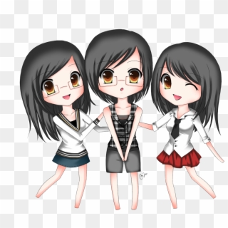 Picture Free Stock Anime Friends Chibi Girlfriend Transprent - Three Best Friends  Cartoon, HD Png Download - 954x837(#409112) - PngFind
