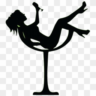 #wineglass #wine #silhouette #bar - Fille Dans Un Verre, HD Png Download