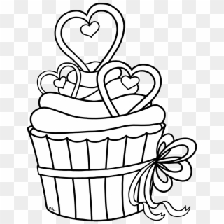 White Png - Heart Cupcake Coloring Pages, Transparent Png