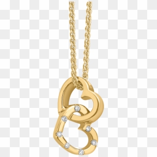07ct Fancy Diamond Double Heart Pendant With Chain - Pendant, HD Png Download