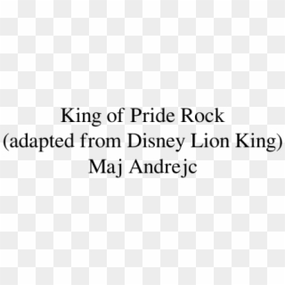 King Of Pride Rock Maj Andrejc Sheet Music - Ivory, HD Png Download