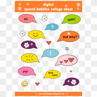 Free Digital Speech Bubbles Collage Sheet Png - Scrapbook Sticker Printable Hd, Transparent Png