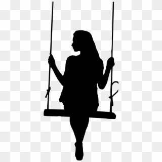 Baseball Girl Swinging Jpg Transparent Library Silhouette - Woman On Swing Silhouette, HD Png Download